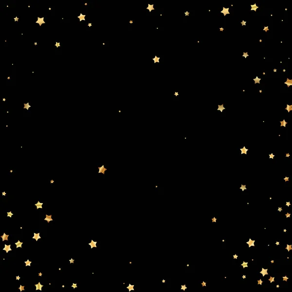Guldstjärnor slumpmässigt lyx mousserande konfetti. Skatt — Stock vektor