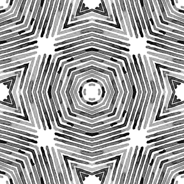 Czarno-biały geometryczny akwarela. Morze kreatywne — Zdjęcie stockowe