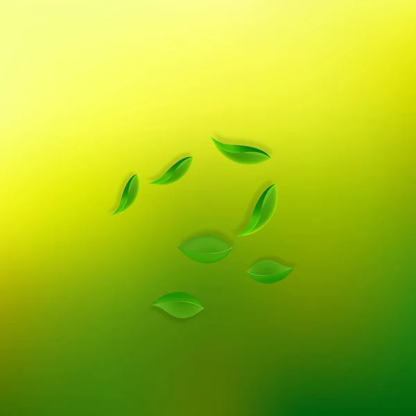 Fallande gröna blad. Färskt te prydliga blad flyger — Stock vektor
