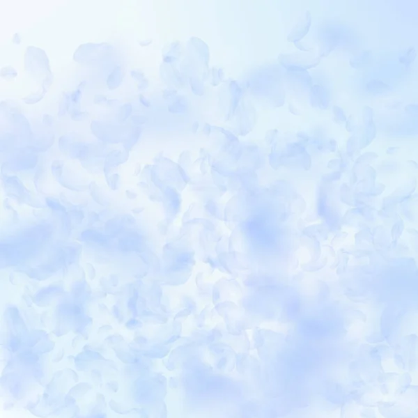 Light blue flower petals falling down. Mesmeric ro — Stock Vector