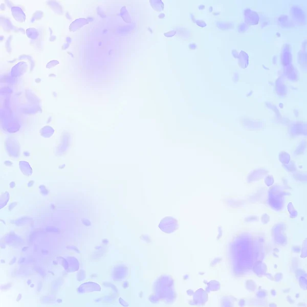 Pétalos de flores violetas cayendo. Rom resplandeciente — Archivo Imágenes Vectoriales
