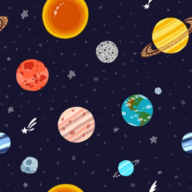 Takımyıldızları ve yıldızları olan gezegen deseni. 