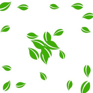 Düşen yeşil yapraklar. Taze çay, temiz yapraklar uçuşuyor.