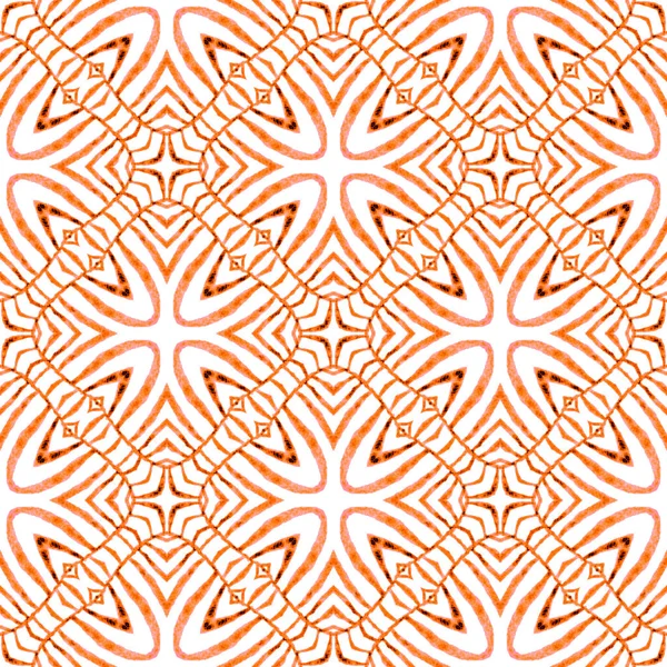 Arabesque hand drawn design. Orange splendid boho