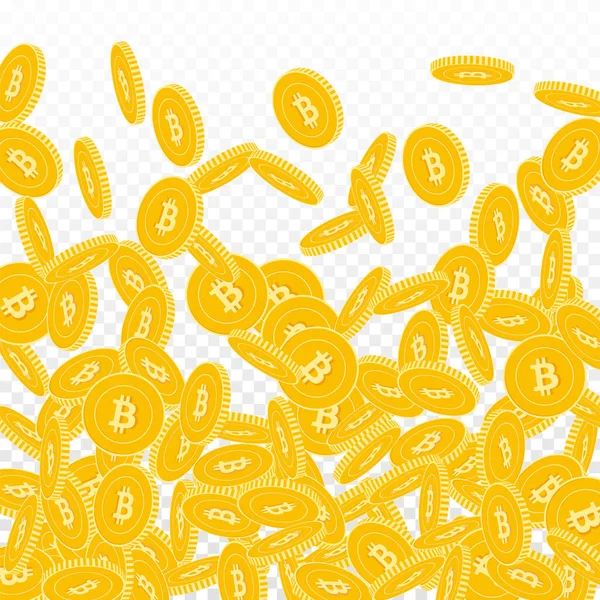 Bitcoin, die Internetwährung Coins fallen. Streuung — Stockvektor