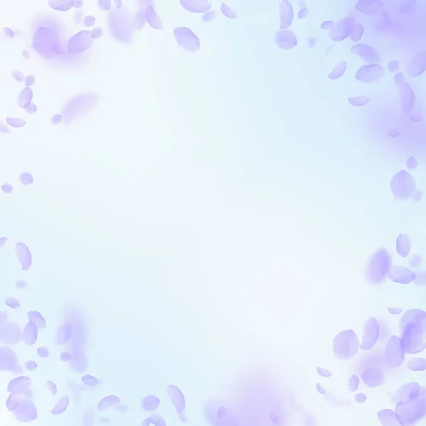 Violet flower petals falling down. Extra romantic — Stock Vector