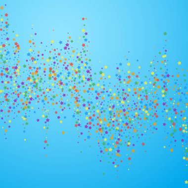 Şenlikli konfeti. Kutlama yıldızları. Gökkuşağı parlaklığı