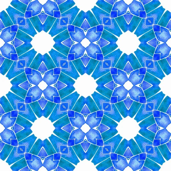 Pintado a mano de azulejos borde acuarela. Azul. — Foto de Stock