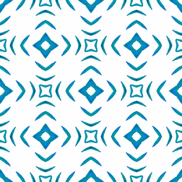 Υδατογραφία καλοκαιρινό έθνικ μοτίβο συνόρων. Μπλε — Φωτογραφία Αρχείου