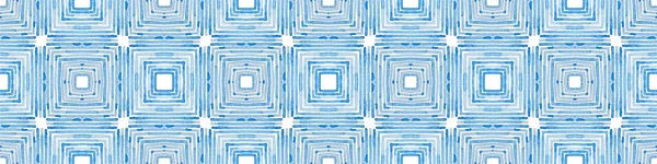 青いシームレスな境界スクロール。幾何学的水彩画 — ストック写真