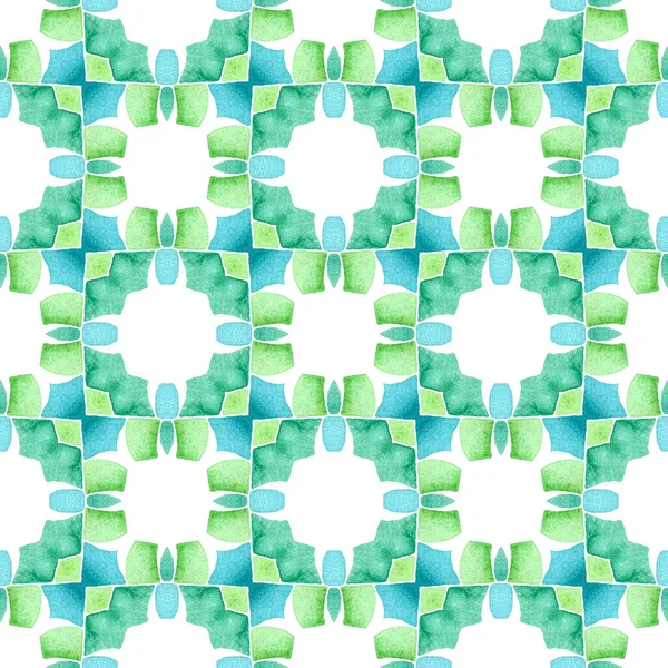 Patrón sin costura mosaico. Verde simétrico boho —  Fotos de Stock