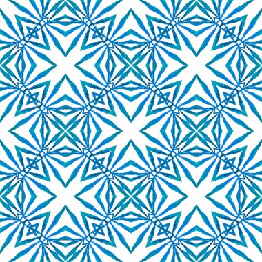 Etnik elle boyanmış desen. Unutulmaz mavi boho 