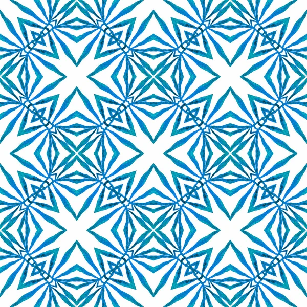 Etnische hand geschilderd patroon. Blauwe gedenkwaardige boho — Stockfoto