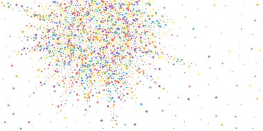 Şenlikli konfeti. Kutlama yıldızları. Gökkuşağı parlaklığı