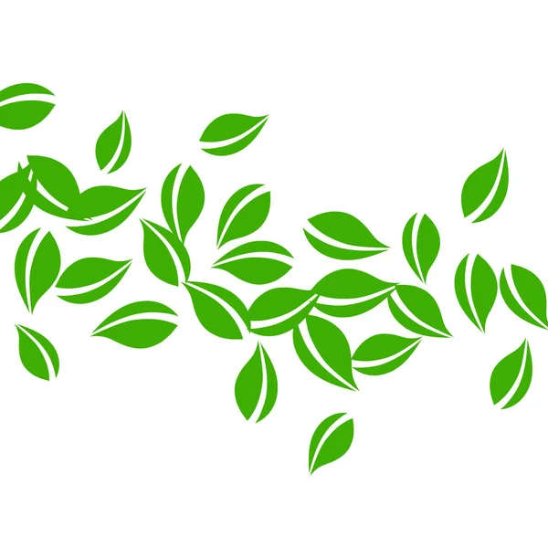 Hojas verdes cayendo. Té fresco hojas limpias volando — Vector de stock