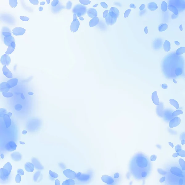 Donkerblauwe bloemblaadjes vallen naar beneden. Fijnproeverij — Stockvector