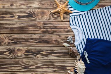 Deniz arka plan. Ahşap arka plan üzerinde çocuk'ın işi. Düz hala o