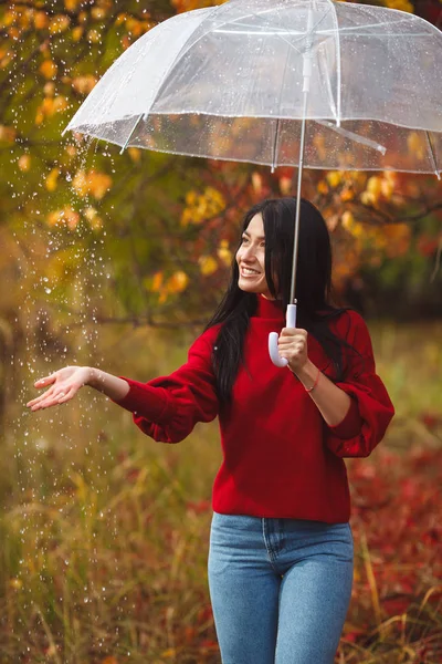 아름 다운 여 자가 들고 우산 — 스톡 사진