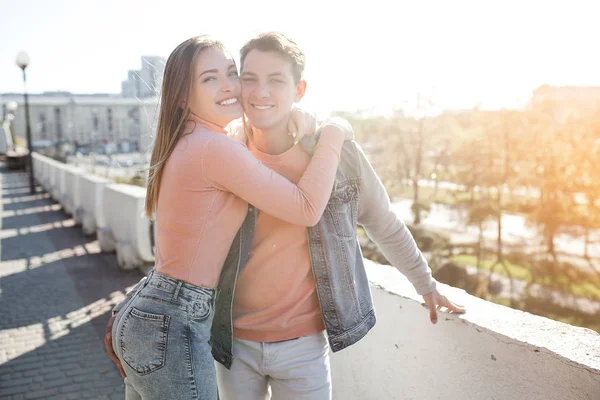 Lovely Couple Having Fun Young Attractive Woman Handsome Man Together — Stock Photo, Image