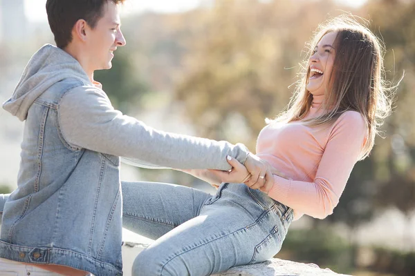 Lovely Couple Having Fun Young Attractive Woman Handsome Man Together — Stock Photo, Image
