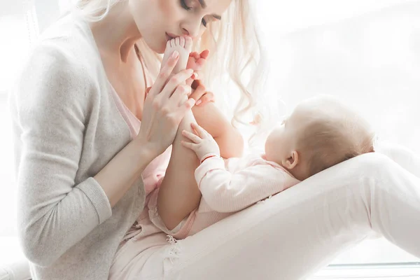 Young Mother Little Baby Mommy Holding Her Cute Child Maternity — Stock Photo, Image