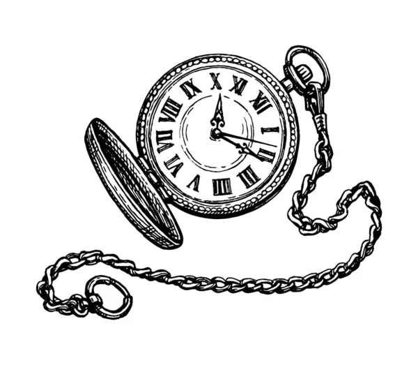 Ink sketch of pocket watch. Royalty Free Stock Vectors