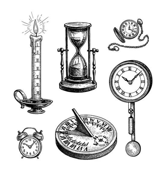 Different types of clocks. Stock Illustration