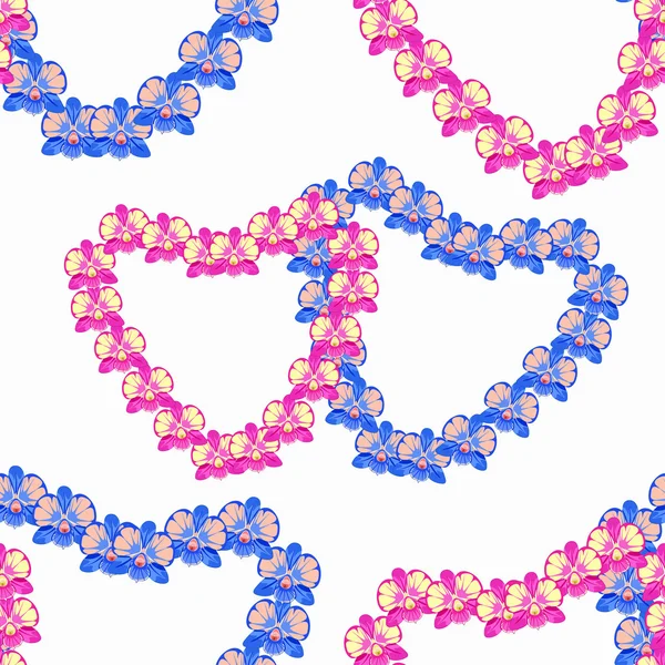 Dendrobium Orchidea sömlösa mönster i form av ett hjärta. ve — Stock vektor