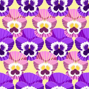 Satranç seamless modeli Menekşe hanım evlatları çiçekler. vektör illustrati