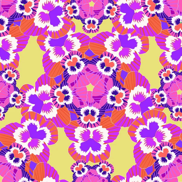 Modèle de fleur sans couture rose violet culottes sur un fond orange — Image vectorielle