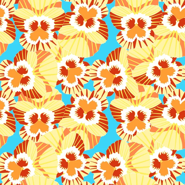 Motif sans couture de fleurs orange culottes violettes. illust vectorielle — Image vectorielle