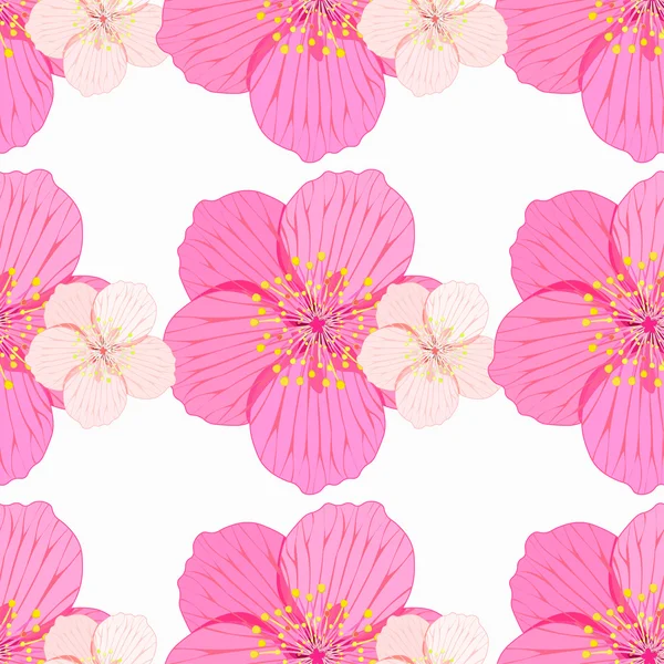 Jednolity wzór Sakura jest para kwitnąć. ilustracja wektorowa — Wektor stockowy