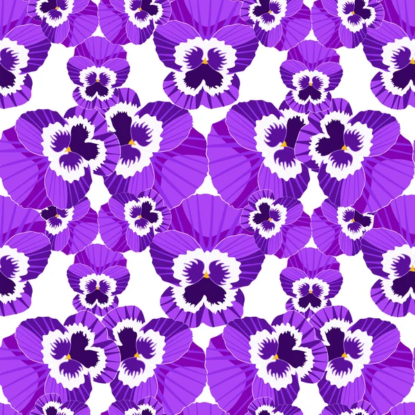 Seamless pattern viola blossoms, pansies. vector illustration — Stock Vector