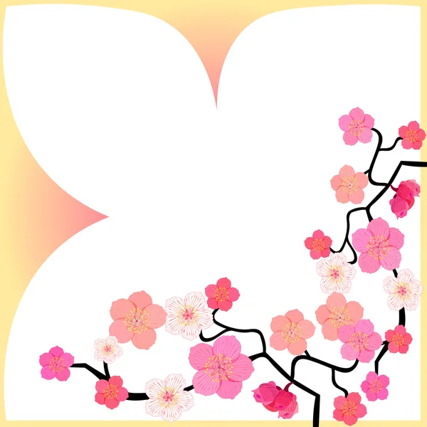 Tarjeta con flor de cerezo japonés. ilustración vectorial — Archivo Imágenes Vectoriales