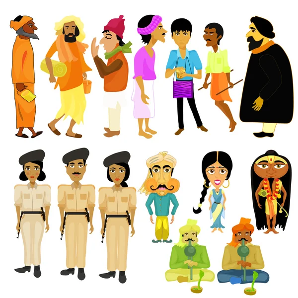 Indian citizens set different policeman. vector illustration — Stock Vector