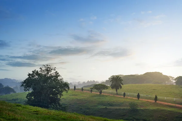 Sunset in hills landscape — Stock Photo, Image