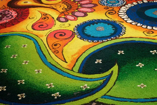 Deepak met kleurrijke rangoli — Stockfoto