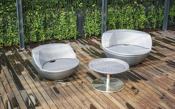 Round sofas at patio — Stock Photo, Image