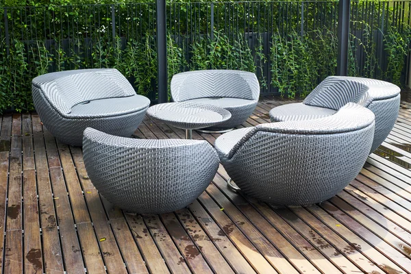 Round sofas at patio — Stock Photo, Image
