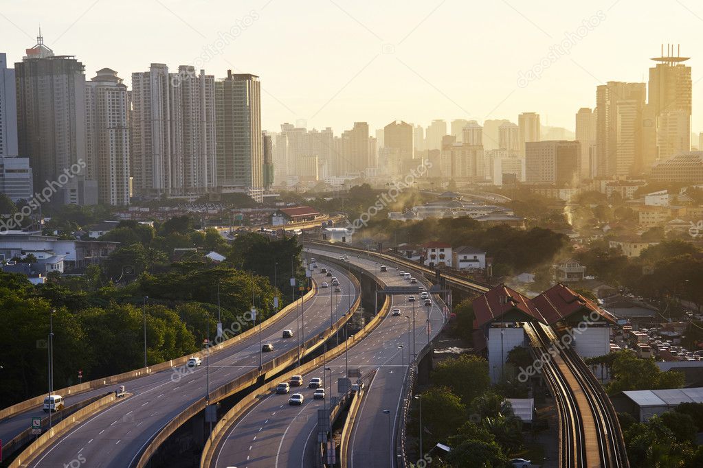 Kuala Lumpur skyline on sunset 