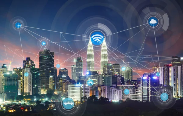 Smart city and wireless communication concept — Stock Photo, Image