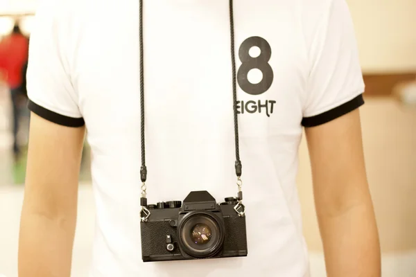 Uomo fotocamera vintage — Foto Stock