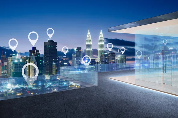 Smart City und drahtloses Kommunikationskonzept — Stockfoto