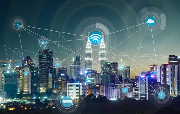 Smart city and wireless communication concept — Stock Photo, Image