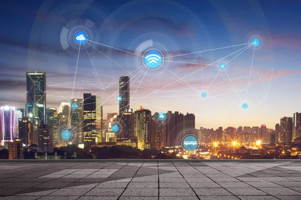 Smart stad och trådlös kommunikationskoncept — Stockfoto