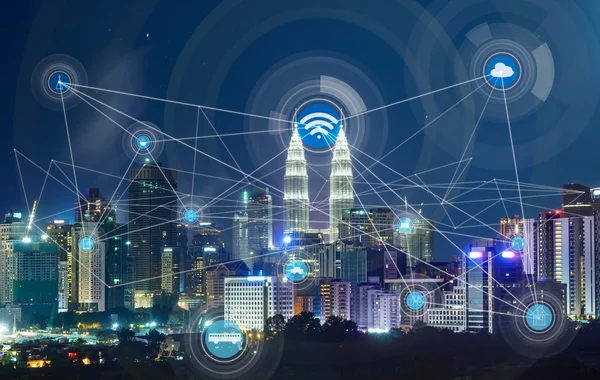 Smart city and wireless communication concept — Stock Photo, Image