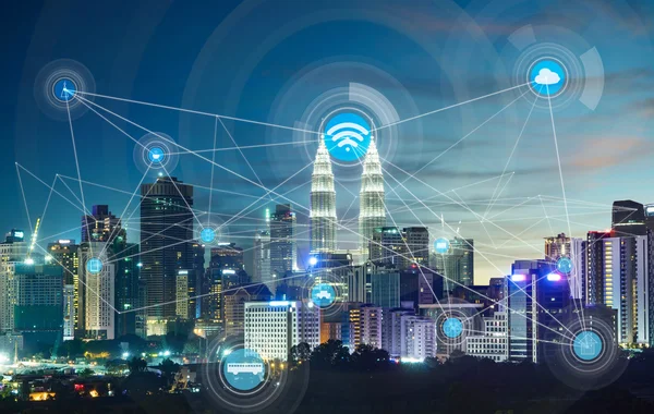 Smart stad och trådlös kommunikationskoncept — Stockfoto