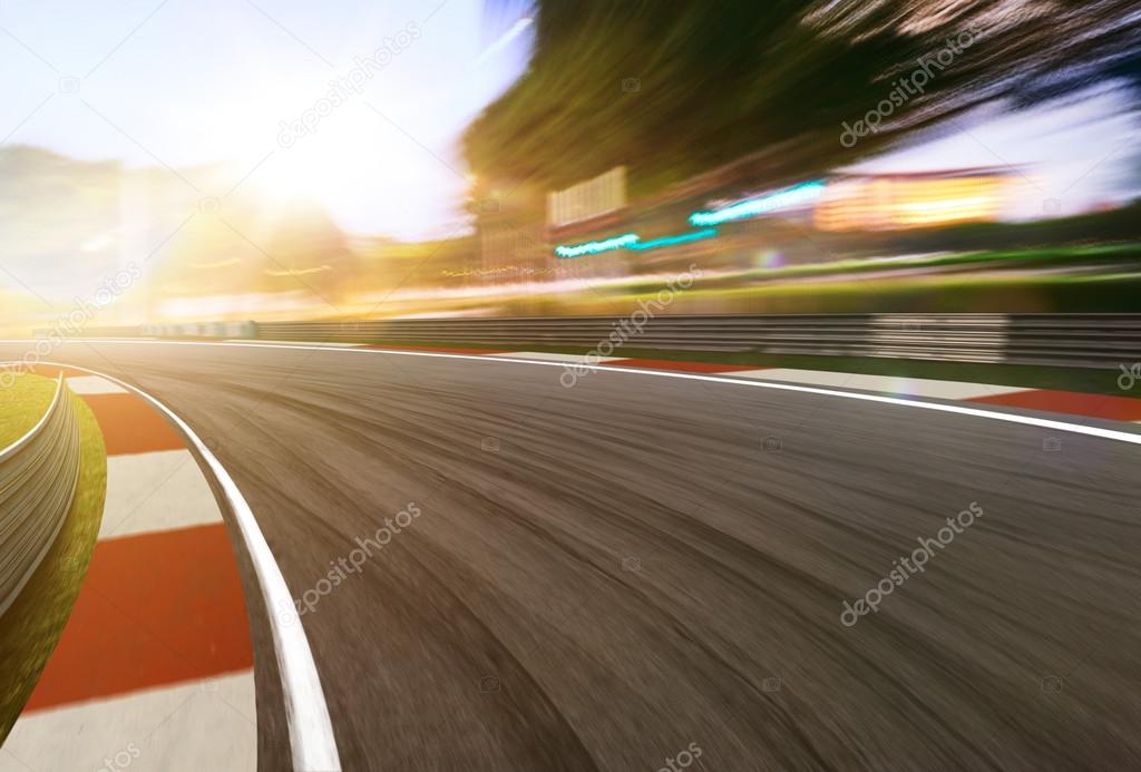 Motion blurred race track