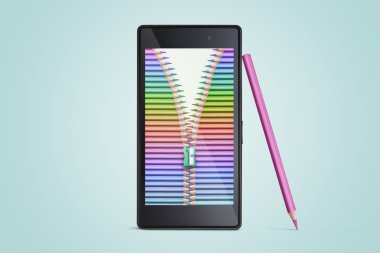 akıllı telefon ekranında kalemler