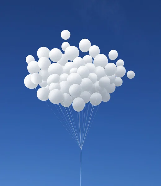 Witte ballonnen in de lucht — Stockfoto